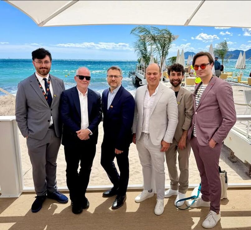 From left to right: Ga&euml;tan Bruel - CNC President, Thierry Fr&eacute;maux - General Delegate Cannes Festival, Guillaume Bachy - AFCAE President, Dr Christian Br&auml;uer - CICAE & AG Kino President, David Obadia - General Delegate AFCAE, Sebastian Naumann - General Delegate CICAE